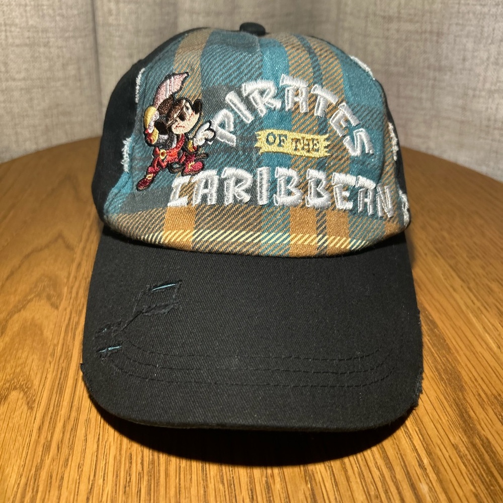 Disney Parks Pirates of the Caribbean Mickey Mouse Distress Baseball Hat Cap Rar